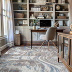 Rugshop Abstract Marble Shag Area Rug Blue 4' x 6' Ideal for Small Living Rooms, Offices, or Beside The Bed