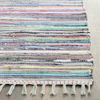 SAFAVIEH Rag Rug Collection Accent Rug - 3' x 5', Grey & Multi, Handmade Boho Stripe Cotton, Ideal for High Traffic Areas in Entryway, Living Room, Bedroom (RAR121M)