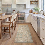 Bavni 2x5 Runner Rug Non Slip, Machine Washable Rug Runners for Hallways, Vintage Distressed Print Kitchen Runner, Low Pile Lightweight Carpet Runner for Entryway Laundry Bedroom Bathroom Wood Brown