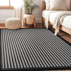 Beverly Rug Micro Loop Area Rug Black/White 6x9 Geometric Modern Luxury Zebra Durable Soft Indoor Rugs for Living Dining Room Office Stain Resistant Non Shedding Casual Indoor Carpet 6 x 9
