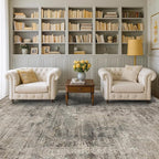 5x8 Dark Rug for Living Room, Vintage Unique Area Rug for Mudroom, Home Office, Dining Room, Washable Non Slip Brown Taupe Décor