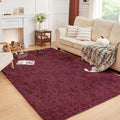 Andency Burgundy Soft Area Rugs for Living Room Bedroom, 5x8 Fluffy Shaggy Bedside Rug, Non-Slip Large Shag Fuzzy Plush Carpets for Bedroom Kids Dorm Nursery Home Decor Aesthetic