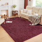 Andency Burgundy Soft Area Rugs for Living Room Bedroom, 5x8 Fluffy Shaggy Bedside Rug, Non-Slip Large Shag Fuzzy Plush Carpets for Bedroom Kids Dorm Nursery Home Decor Aesthetic