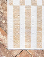 Unique Loom Outdoor Striped Collection Area Rug - Striped (7' 1" x 10' Rectangle, Taupe/Ivory)