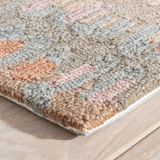 Dash and Albert Paint Chip Wool Area Rug - 5' x 8' Stone Graphic Hand Micro Hooked Accent Rug - Durable, High Traffic Areas Hallway, Living Room, Stairs