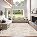Art&Tuft Washable Rugs 6x9, Abstract Area Rugs for Living Room - Non Slip and Low Pile Soft Thin 6x9 Rug for Bedroom, Dining Room, Kitchen, Office, Beige
