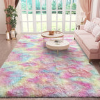 Ophanie Rainbow Colorful Rugs for Living Room 5x8, Unicorn Fluffy Shag Fuzzy Plush Soft Carpets, Floor Shaggy Area Rugs for Bedroom, Carpet for Kids Girls Dorm Nursery Home Decor Aesthetic