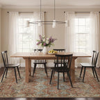 Bavni 8x10 Area Rugs for Living Room, Machine Washable Rug Non Slip, Vintage Chenille Distressed Print Carpet, Large Low Pile Ultra-Thin Lightweight Rugs for Bedroom, Dining Room, Office, Spice Sky