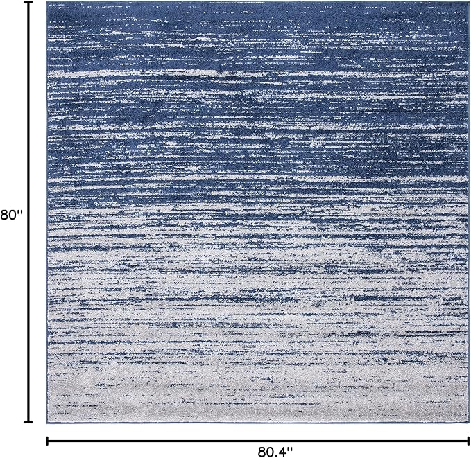 SAFAVIEH Adirondack Collection Area Rug - 6'7" Square, Navy & Grey, Modern Ombre Design, Non Shedding & Easy to Clean, Ideal for Living Room, Bedroom, Office, Dining Space (ADR113E)