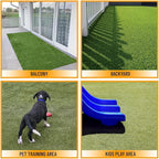 Ottomanson 2'7" x 15' Artificial Faux Grass Rug - Realistic Turf with UV Protection - Perforated for Easy Drainage - Durable, Hose-Off Synthetic Lawn Carpet for Indoor & Outdoor Use, Green