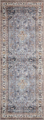 Keen Home Design 2x10 Rug - Machine Washable Runner Rug with Non-Slip Backing, Ideal for Hallway, Entryway, Kitchen, Laundry Room - Vintage, Easy Clean, Durable, Low Pile - (2'6" x 10')