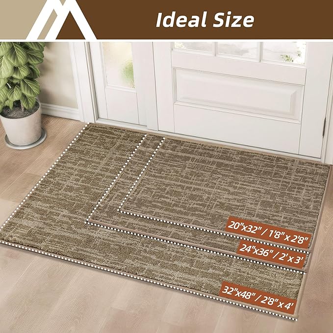 COSY HOMEER-Door-Mat Dirt Trapper Entryway Rugs 24"x36" Non Slip Washable Entrance Mats Absorbent Welcome Mat Low Profile Dog Door Mats for Front Back Doomats and Wet Shoes,Taupe