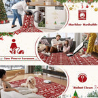 Christmas Rug 6x9 Washable Rugs, Boho Christmas Tree Snowflake Rug Non-Slip Soft Low Pile Non Shedding Indoor Holiday Decor Carpet for Living Room Bedroom Dining Room Home Office (Xmas Red, 6'x9')