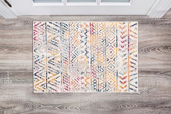 Rugshop Geometric Boho Area Rug – Multi Tribal Pattern, Perfect for Living Room, Bedroom, Office, 2x3