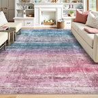 Kokia Abstract Area Rugs 9x12 Bedroom Washable Decor Low Pile Fluffy Non-Slip Non-Shedding Indoor Red Carpet Foldable Stain Resistant Floor Mat Living Room Dining Room, Oslo Orchid