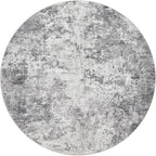 6ft Round Area Rug Living Room Rugs - 6x6 Washable Neutral Modern Abstract Soft Thin Rug Indoor Floor No Slip Rug Carpet for Bedroom Under Dining Table Home Office Decor - Grey