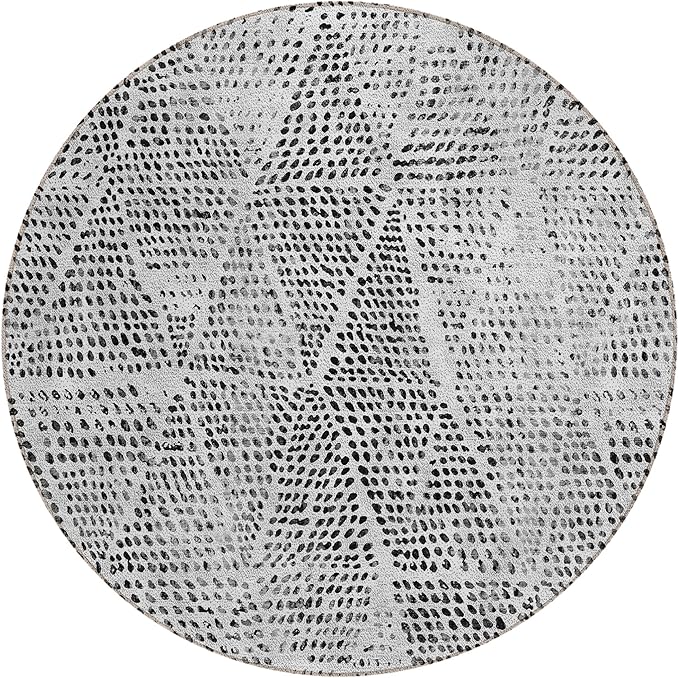 Addison Rugs Chantille ACN591 Pewter 8' x 8' Indoor Outdoor Round Rug, Easy Clean, Machine Washable, Non Shedding, Bedroom, Living Room, Dining Room, Kitchen, Patio Rug