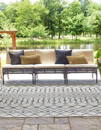 Unique Loom Outdoor Trellis Collection Area Rug - Tribal Trellis (5' 3" Square, Gray/ Black)