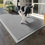 Front Door Mat 20''x31'', Drainage Heavy Duty Dirt Trapping Non-Slip Doormats, Outdoor Rubber Floor Mats, Restaurant Commercial Kitchen Industral Pool Entrance Bar Wet Area, Grey
