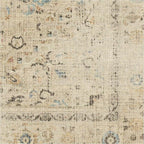 RUGGABLE Washable Vintage Area Rug – Kamran Ivory Opal 8 ft Round, Stain-Resistant, Non-Slip – Large Machine Washable Rugs for Living Room, Bedroom, Hallway, Entryway & Office–with Standard Pad