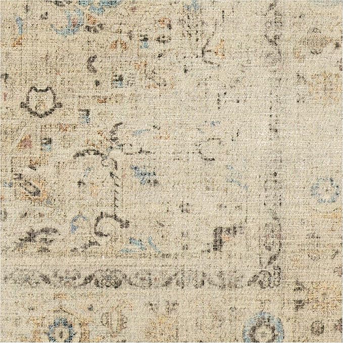 RUGGABLE Washable Vintage Runner Rug – Kamran Ivory Opal 2.5x10, Stain-Resistant, Non-Slip Hallway Runner – Machine Washable Rug for Hallway, Entryway, Living Room & Kitchen–with Cushioned Pad