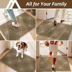 COSY HOMEER Plaid Door Mat 32" x 48",Dirt Trapper Entryway Rugs,Non-Slip Washable Farmhouse Doormat,Low Profile Welcome Mats for Paws Taupe