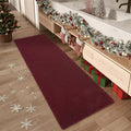 Upgraded Christmas Waffle Runner Rug Super Absorbent Non Slip Bath Mats for Bathroom Washable Bathroom Runner Rug with Tassels, Ideal for Hallway Bedroom Laundry Room, 2'x 4'(24" x 48"), Burgundy