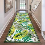 Green Botanical Tropical Leaves Rug 2.6x10ft - Non-Slip Washable Runner, Soft Durable Floor Mat for Hallway, Kitchen, Bedside, Entryway Home Decor