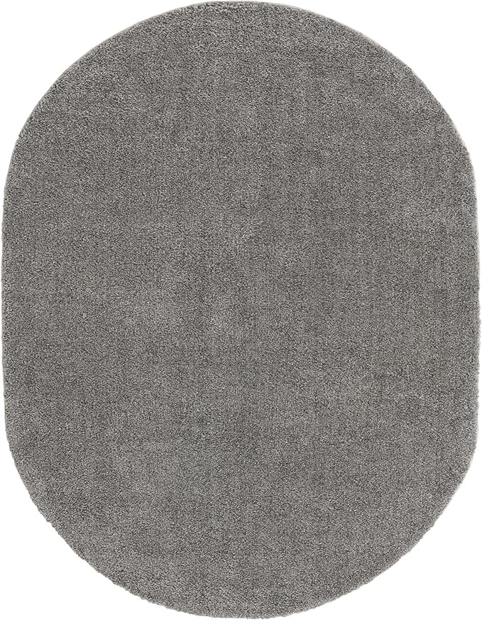 Unique Loom Solo Collection Area Rug - Calabasas (7' 10" x 10' Oval, Gray)