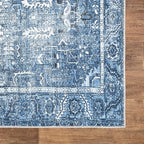 Bloom Rugs Washable Non-Slip 8' x 10' Rug - Blue Traditional Area Rug for Living Room, Bedroom, Dining Room, and Kitchen - Exact Size: 8' x 10'