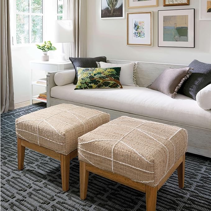 Dash and Albert Campbell Iron Handwoven Wool Rug, 8 X 10 Feet, Neutral/Grey Geometric Pattern - Premium Luxury Hotel Quality Soft Breathable Hypoallergenic Machine Washable Easy Care All Season