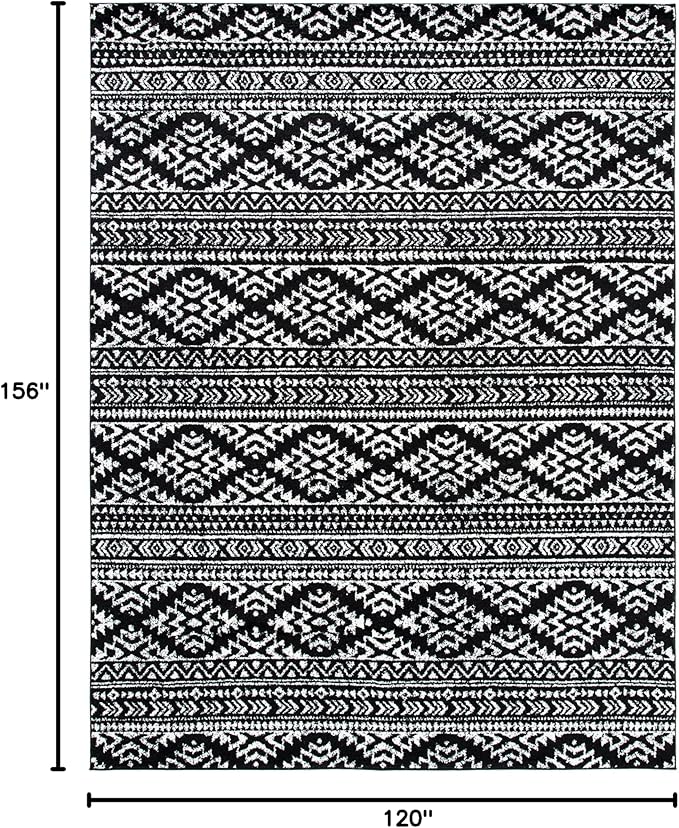 SAFAVIEH Area Rug 10x13 - Tulum Collection - Large - Black & Ivory, Moroccan Boho Tribal Design, Non-Shedding & Easy to Clean, Ideal for Living Room, Bedroom, Dining Space (TUL272Z)