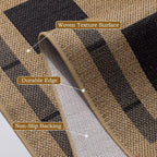 Vasofe 2x6 Runner Rug for Hallway, Washable Checkered Jute Rugs, Outdoor Indoor Patio Porch Balcony Bedroom Kitchen Laundry Geometric Mat, Non Slip Plaid Farmhouse Design Carpet, Black and Brown