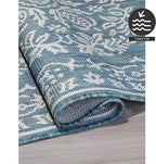FH Home Flat Woven Outdoor Rug - Waterproof, Easy to Clean, Stain Resistant - Premium Polypropylene Yarn Farmhouse - Patio,Deck,Porch,Balcony,Laundry - Marbella - Ocean - 3ft 11 in x 5ft 6in
