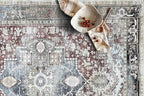 Fame Living Faded Oushak Rug, Turkish Vintage Floral Pastel Large Oversized Area Rugs for Living Room Dining Bedroom Kitchen Bathroom Nursery (848CrNv, 2' x 3')