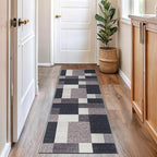Rugshop Modern Boxes Design Non-Slip (Non-Skid) Carpet for Kitchen, Hallway,Entryway Runner Rug 2'7" x 6' Gray