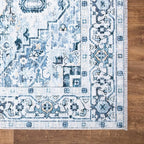 Bloom Rugs Caria Washable Non-Slip 9x12 Rug - Blue Traditional Area Rug for Living Room, Bedroom, Dining Room, and Kitchen - Exact Size: 9' x 12'