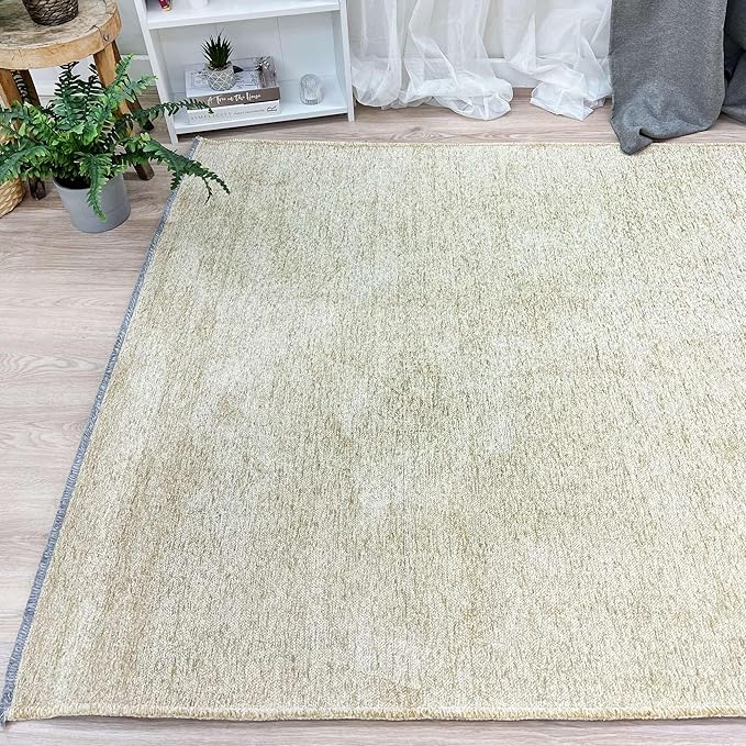 Alfa Rich 3x5 Sand Beige Washable Area Rugs for Living Room Bedroom Kitchen Cotton Runner Decor Rug