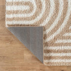Rugshop Abstract Arch Shag Runner Rug Beige 2' 3" x 12' Great for Long Hallways, Open Entryways, or Galley Kitchens