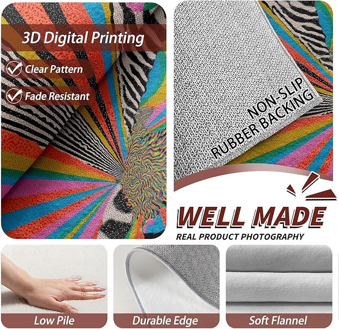 Graffiti Rug - 2x3 Area Rugs, Colorful Abstract Art Entryway Rug, Hippie Aesthetic Funky Low Pile Fade Resistant Indoor Small Mats Home Decor #C079