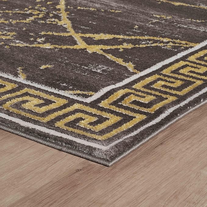 GLORY RUGS Area Rugs Marble 4x5 Brown Gold Carpet Modern Abstract Rug Living Room Dining Bedroom Rug