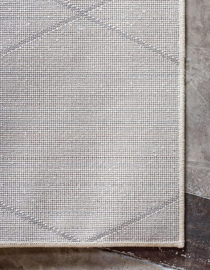 Unique Loom Trellis Frieze Collection Area Rug - Geometric (6' Square, Ivory/ Gray)