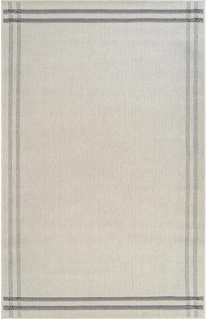 Easy Jute Rugs 4x6 Bordered Bone Color Living Room Indoor Outdoor Area Rug for Patio and Kitchen Rug High Traffic Washable Easy to Clean Solid Boho Woven Design Outside Carpet (4 x 6)