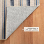 Dash and Albert Nimes Ticking Machine Washable Area Rug - 2' x 3' Neutral Stripe Washable Accent Rug - Durable, High Traffic Areas Kitchen, Mudroom, Hallways