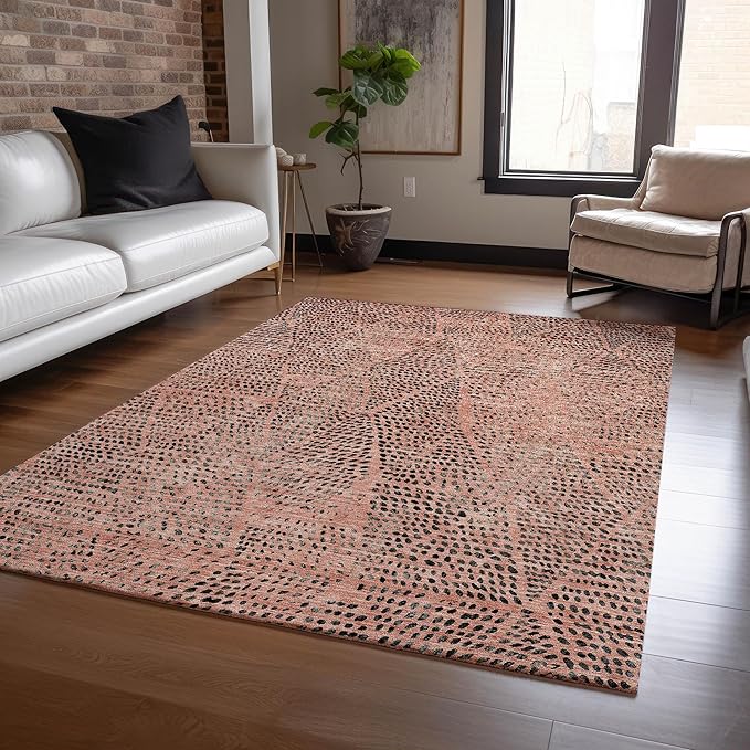 Addison Rugs Chantille ACN591 Salmon 5' x 7'6" Indoor Outdoor Area Rug, Easy Clean, Machine Washable, Non Shedding, Bedroom, Living Room, Dining Room, Kitchen, Patio Rug