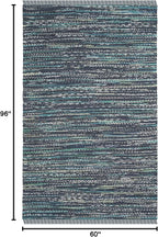 SAFAVIEH Rag Rug Collection Area Rug - 5' x 8', Ink & Multi, Handmade Boho Stripe Cotton, Ideal for High Traffic Areas in Living Room, Bedroom (RAR121C)