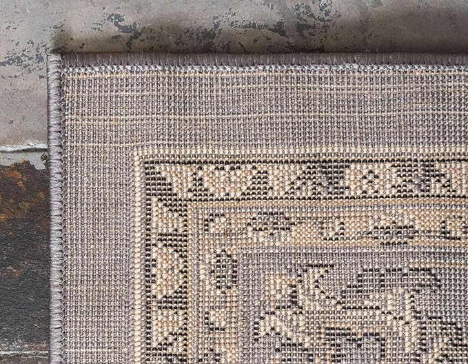 Unique Loom Sialk Hill Collection Area Rug - Washington (5' 1" x 8' Rectangle Gray/Black)