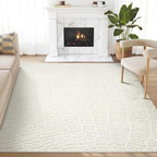 Abani Neutral Cream Area Rug for Living Room, Bedroom - Pebble Pattern - 2' x 3' - Durable & Easy to Clean