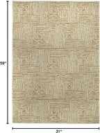 FH Home Flat Woven Outdoor Rug - Waterproof, Easy to Clean, Stain Resistant - Premium Polypropylene Yarn - Modern Geometric - Patio, Deck, Porch, Balcony - Budapest - Beige - 2ft 7in x 4ft 11in