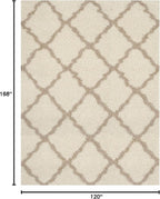 SAFAVIEH Dallas Shag Collection Area Rug - 10' x 14', Ivory & Beige, Trellis Design, Non-Shedding & Easy Care, 1.5-inch Thick Ideal for High Traffic Areas in Living Room, Bedroom (SGD257B)
